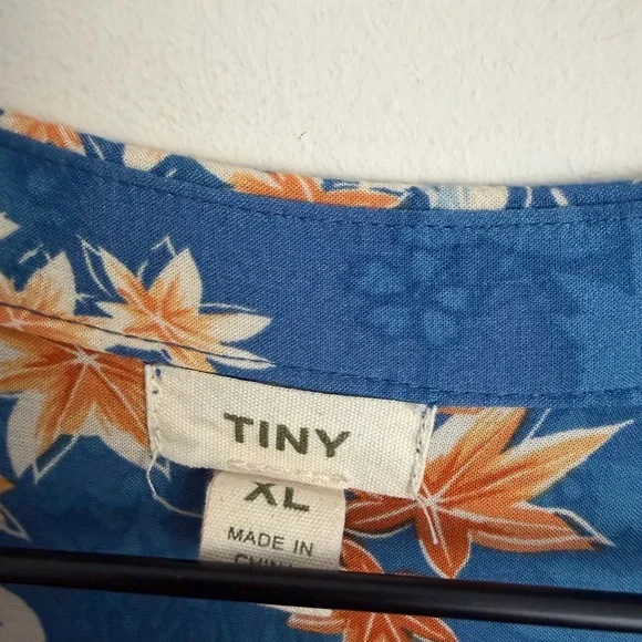 ANTHROPOLOGIE Tiny Gaina Dress XL Blue Floral Print Long Sleeve Pockets